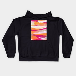 Abstract Pink and Orange Paint Pattern Kids Hoodie